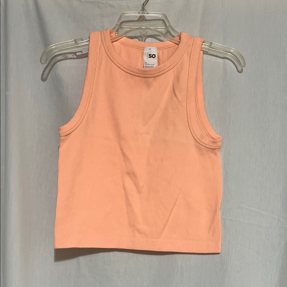 SO Good for Life peach ribbed crop Tank Top size Large